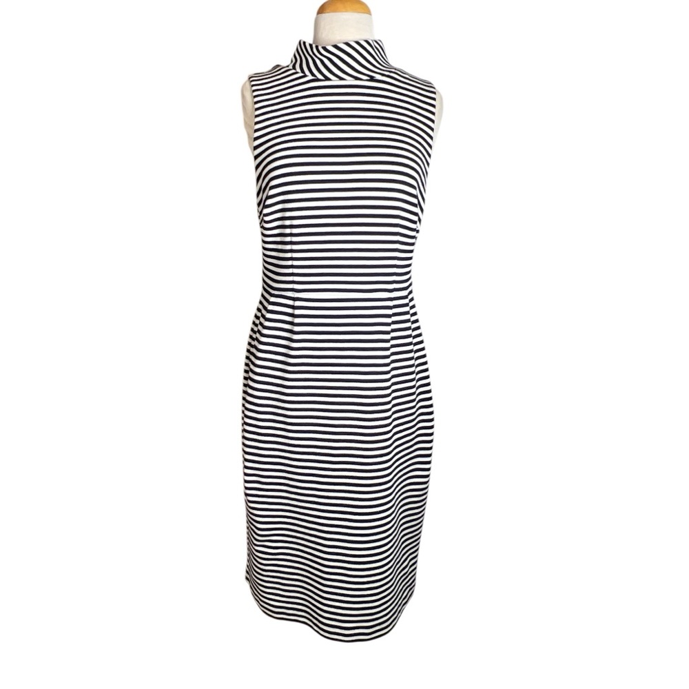 Boden Navy & White Striped Sleeveless Midi Dress